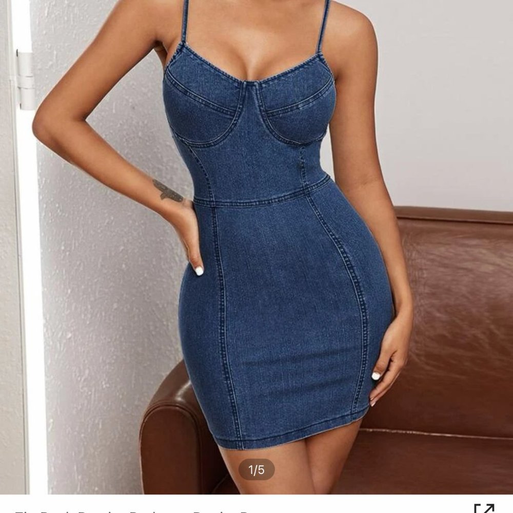 Denim Bustier Cami Bodycon Dress
